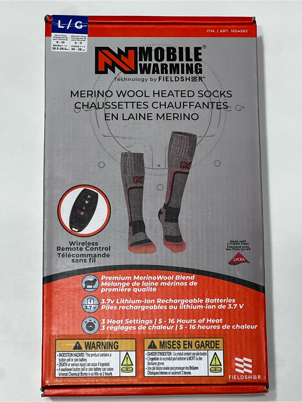 Mobile Warming Merino Wool Heated Socks with Wireless Remote Unisex